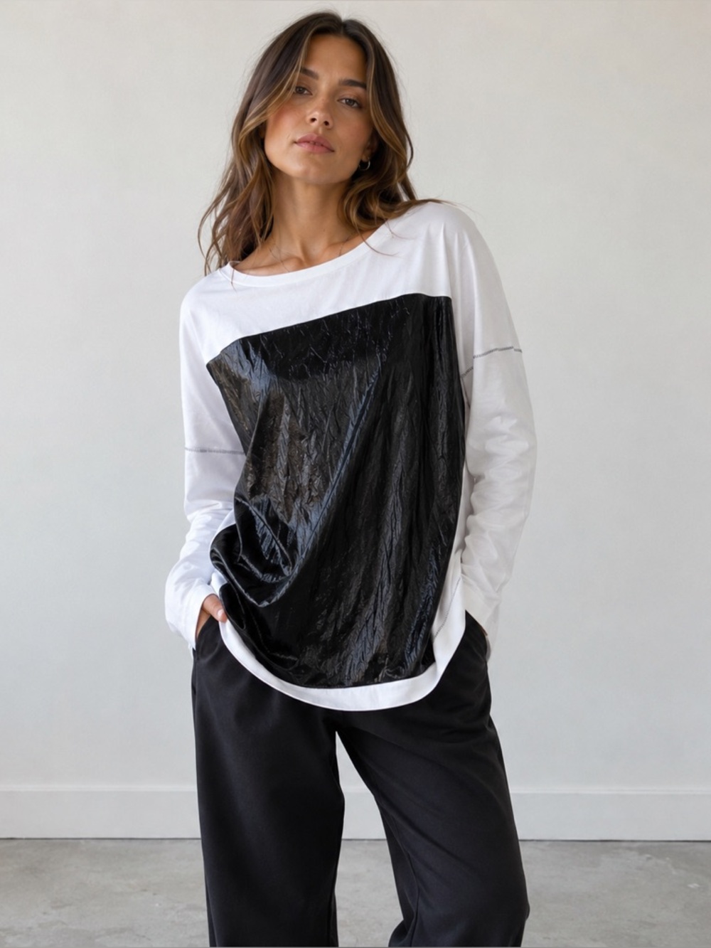 NEW Ozai N Ku Top Size XXL Black White Avant Garde Art to Wear Designer Grunge